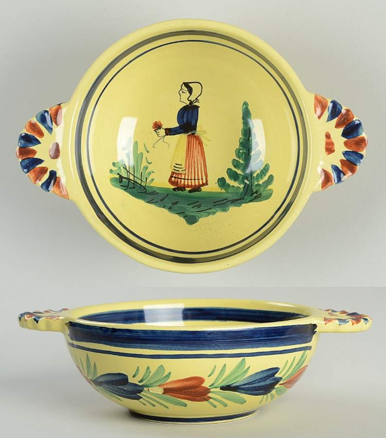 Soleil Yellow (Round) Lugged Cereal Bowl by Quimper-1