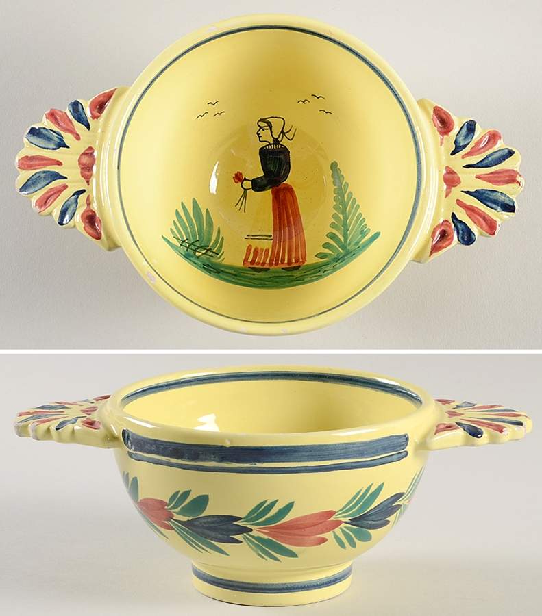 Soleil Yellow (Round) Lugged Cereal Bowl by Quimper-1