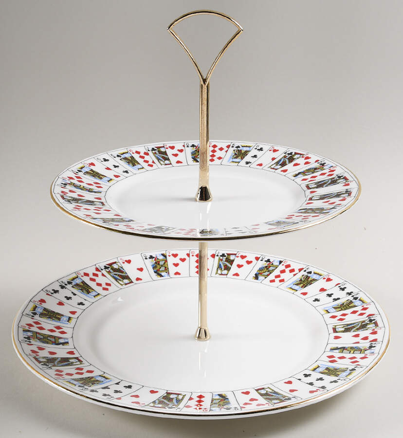 Cut for Coffee 2 Tiered Serving Tray (Dinner & Salad Plate) by Queen's-1