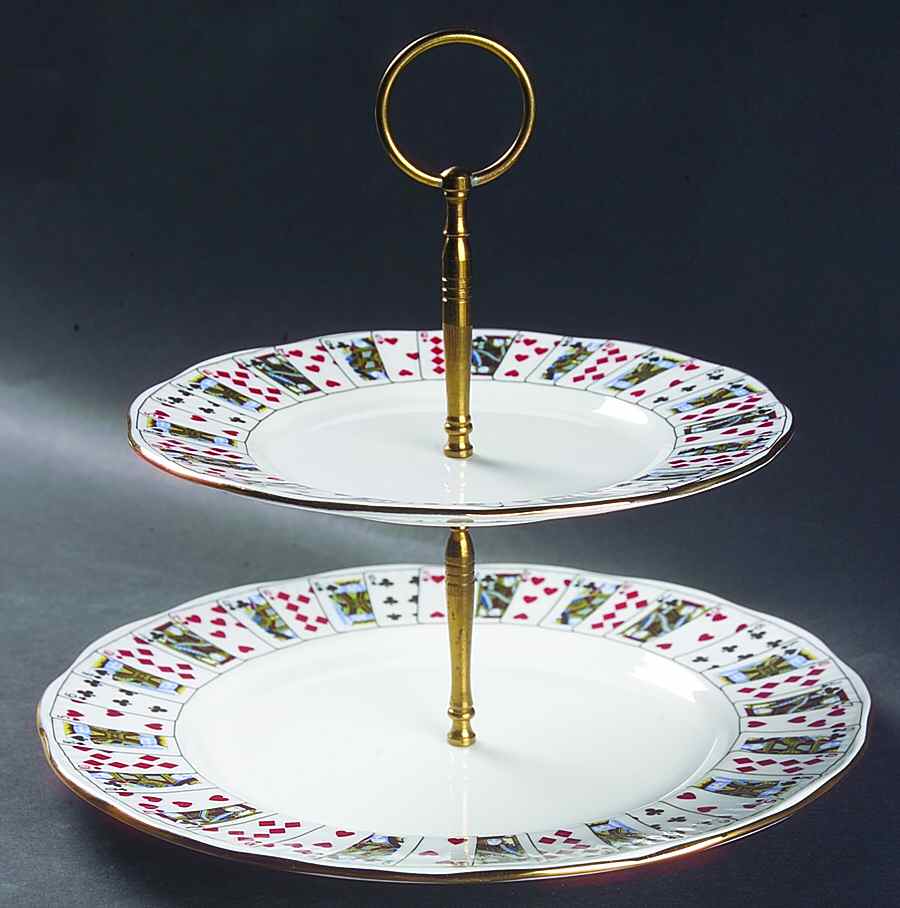 Cut for Coffee 2 Tiered Serving Tray (Dinner & Salad Plate) by Queen's-1