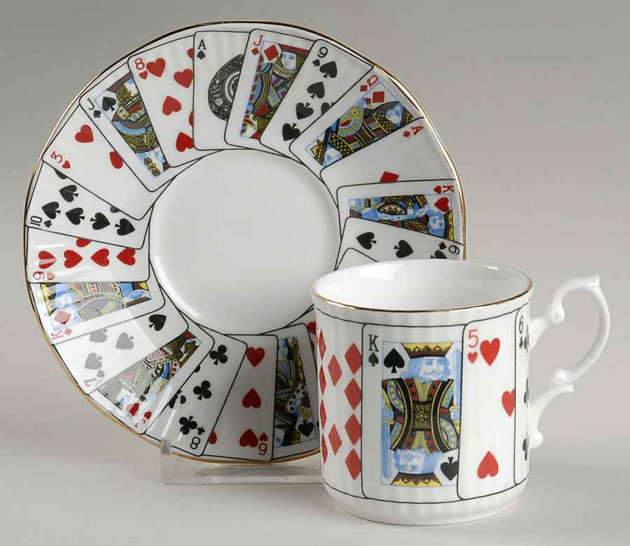 Cut for Coffee Flat Demitasse Cup & Saucer Set by Queen's-1