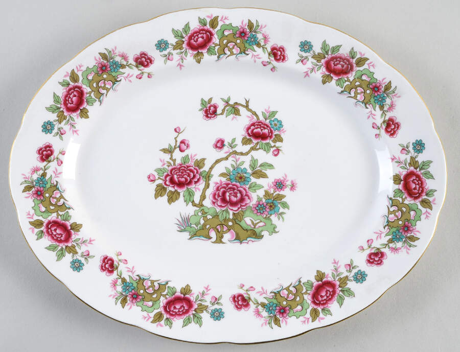 Chinese Tree 12" Oval Serving Platter by Queen Anne (England)-1