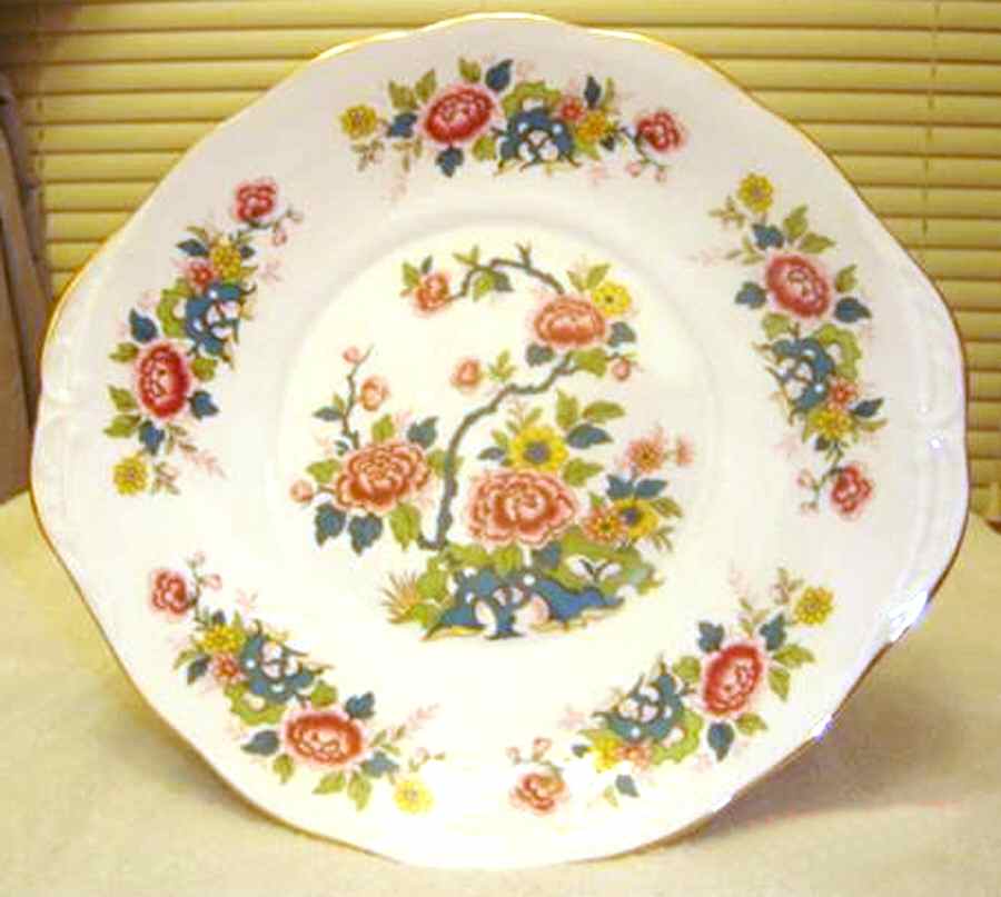 Chinese Tree Handled Cake Plate by Queen Anne (England)-1