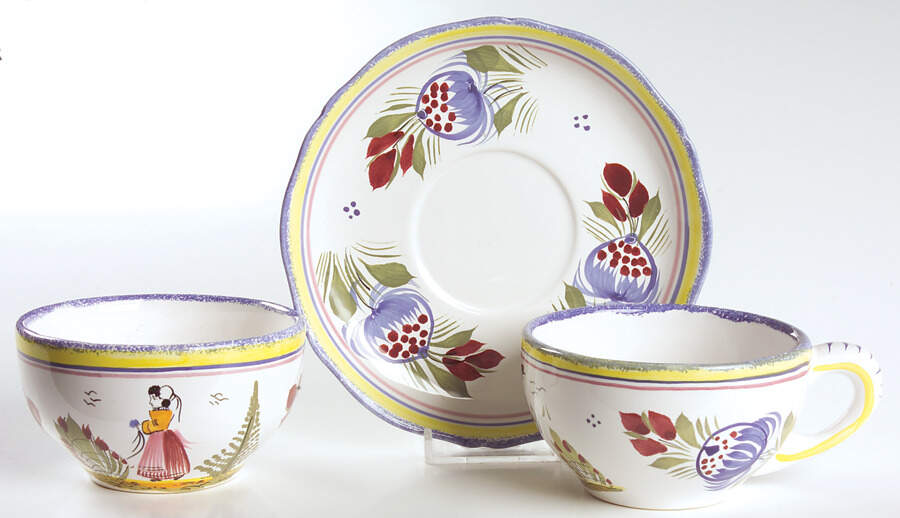 Tradition Flat Cup & Saucer Set by Quimper-1