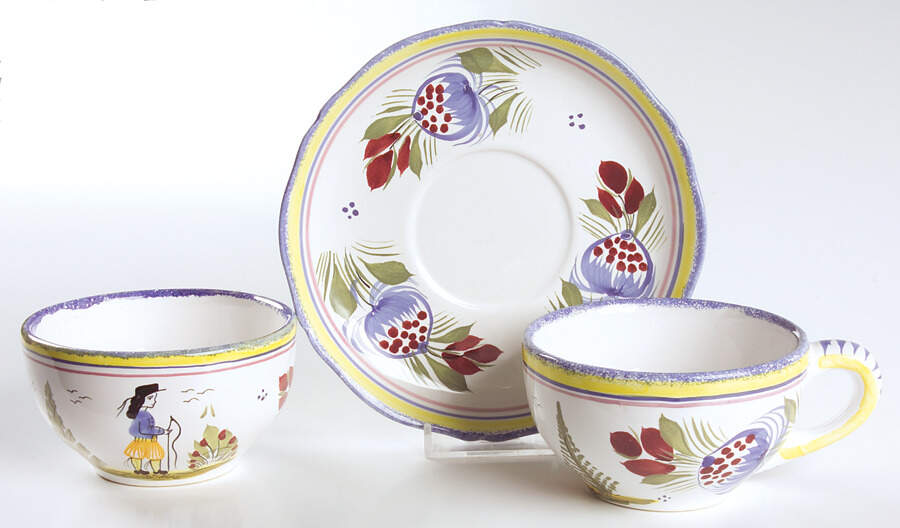 Tradition Flat Cup & Saucer Set by Quimper-1