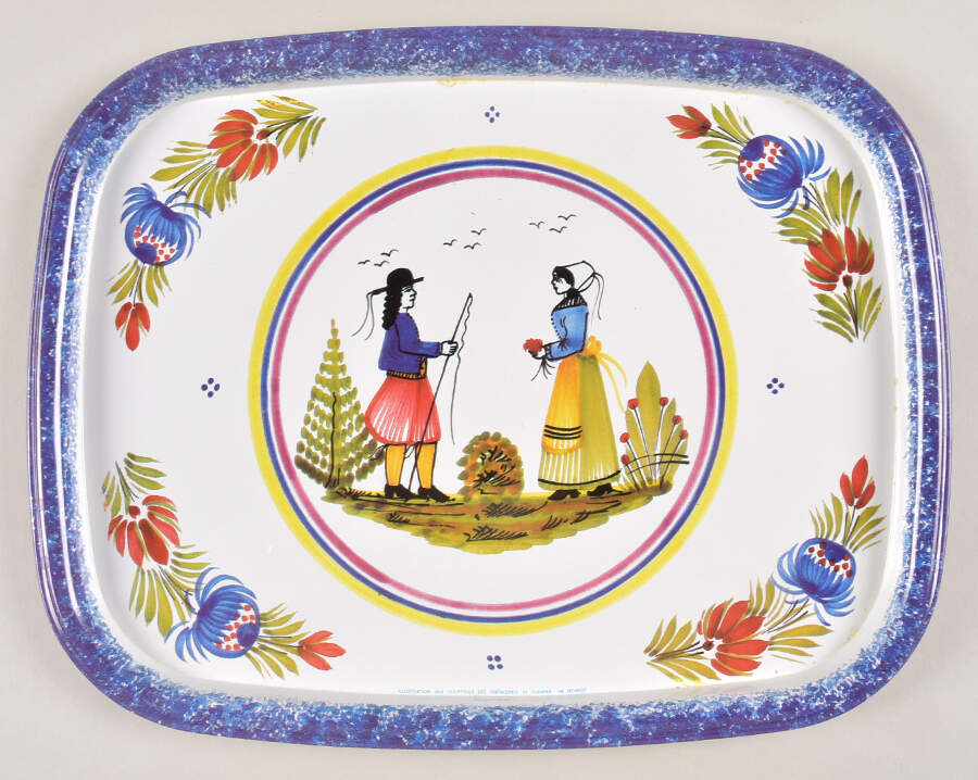 Tradition 12" Oblong Metal Tray by Quimper-1