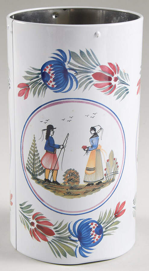 Tradition Tall Round Metal Box with Lid, No Lid by Quimper-1
