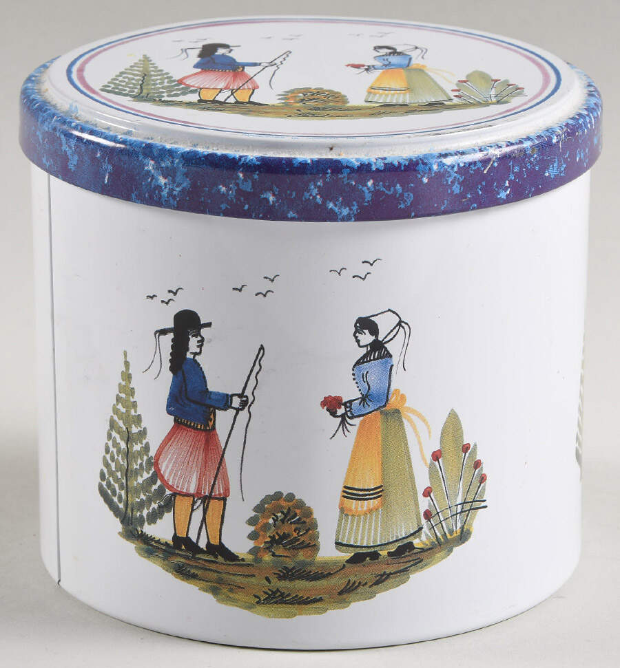 Tradition Round Metal Box with Lid by Quimper-1