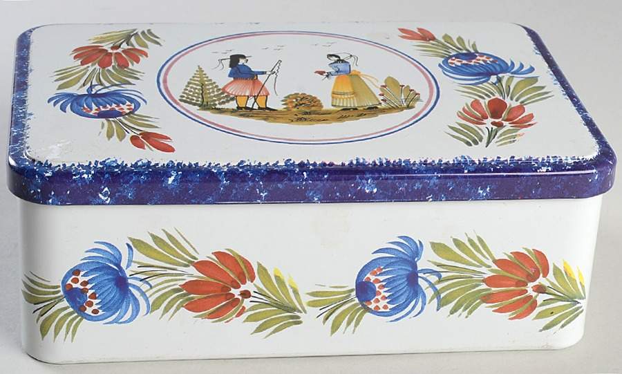 Tradition Rectangular Metal Box with Lid by Quimper-1