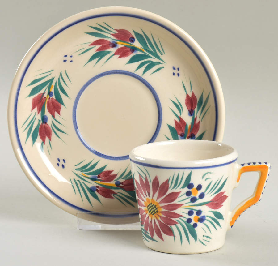 Fleuri Flat Demitasse Cup & Saucer Set by Quimper-1