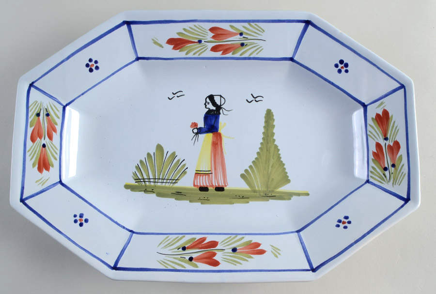 QUI18 14" Oval Serving Platter by Quimper-1