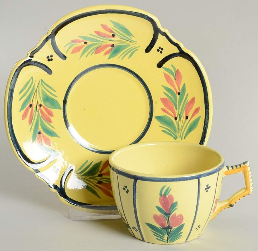 QUI20 Flat Cup & Saucer Set by Quimper-1