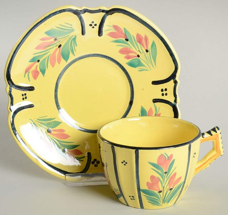 QUI20 Flat Cup & Saucer Set by Quimper-1