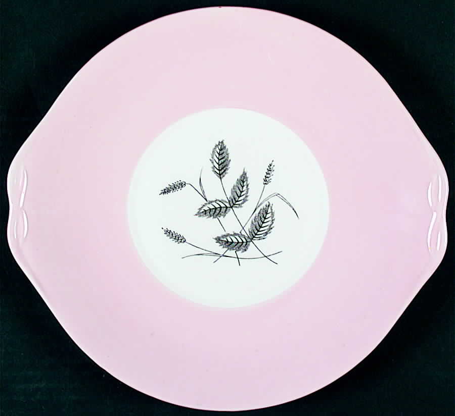 Harvest Pink Handled Cake Plate by Queen Anne (England)-1