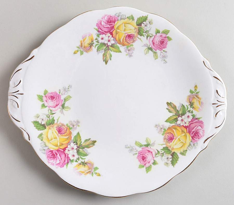 Manor Roses Handled Cake Plate by Queen Anne (England)-1