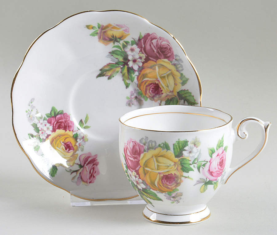 Manor Roses Footed Cup & Saucer Set by Queen Anne (England)-1