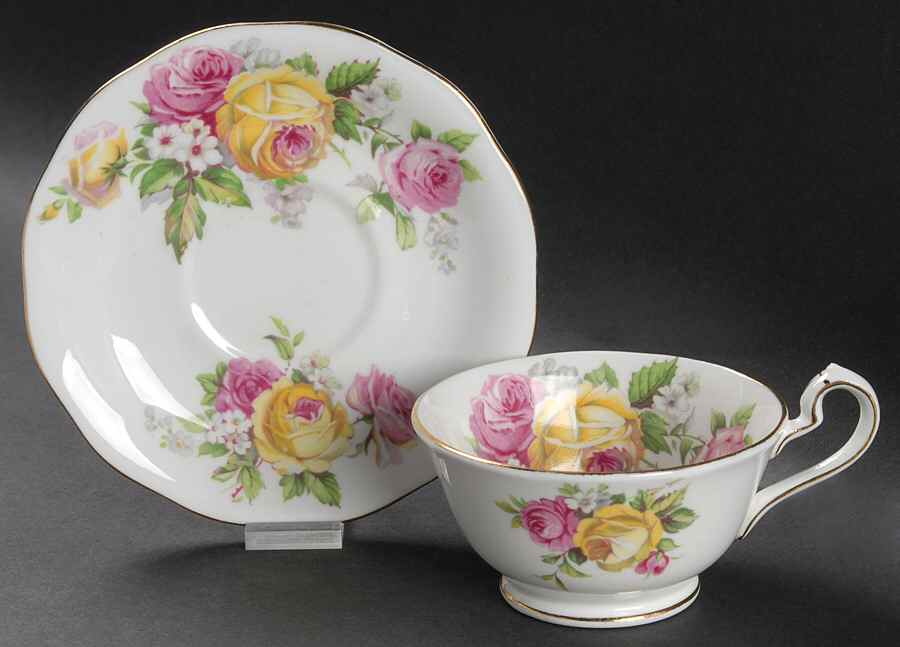 Manor Roses Footed Cup & Saucer Set by Queen Anne (England)-1