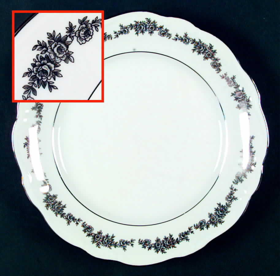 Tuxedo Dinner Plate by Queen Anne (Bavaria Germany)-1