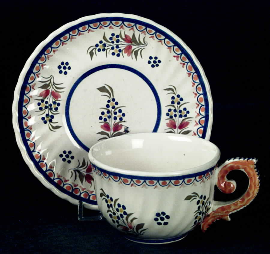 QUI27 Flat Cup & Saucer Set by Quimper-1