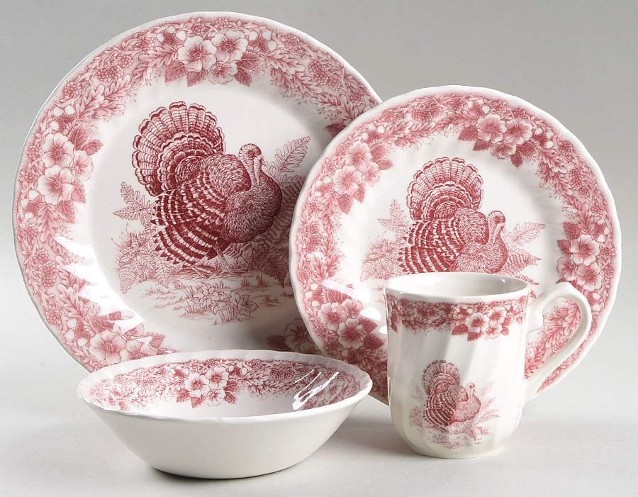 Thanksgiving Red 4 Piece Place Setting by Queen's-1