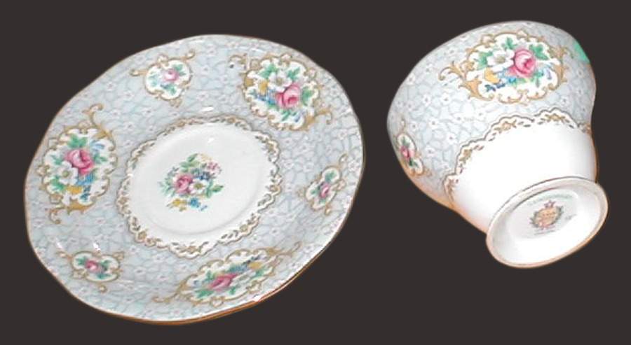 Gainsborough (Gray) Footed Demitasse Cup & Saucer Set by Queen Anne (England)-1