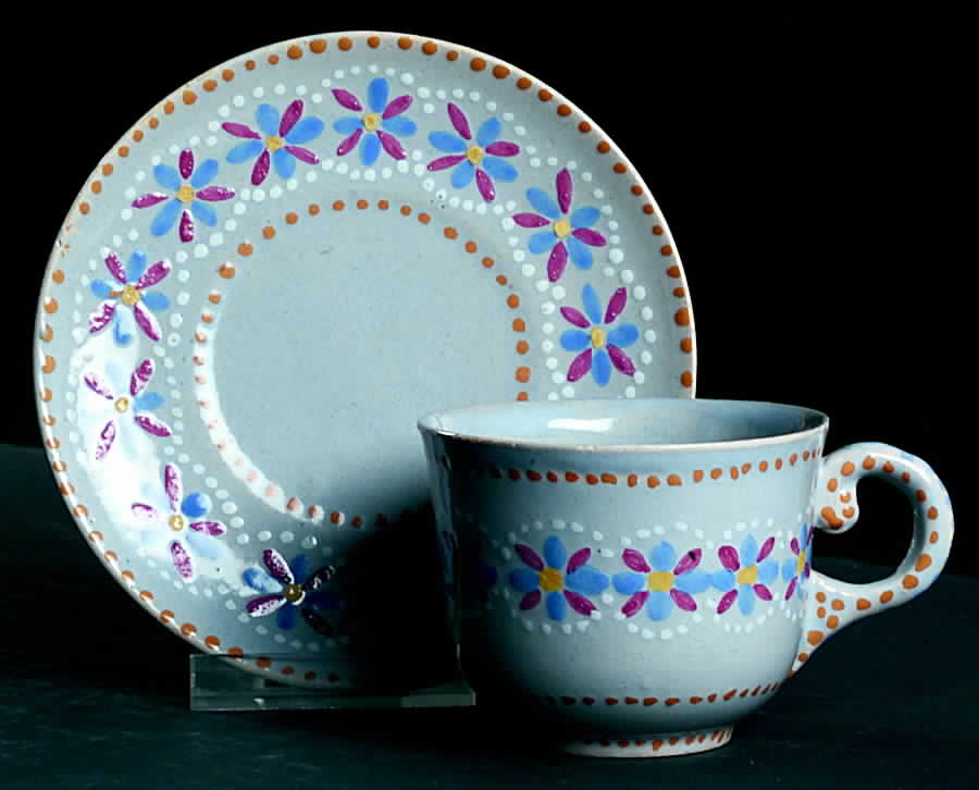 QUI38 Flat Cup & Saucer Set by Quimper-1