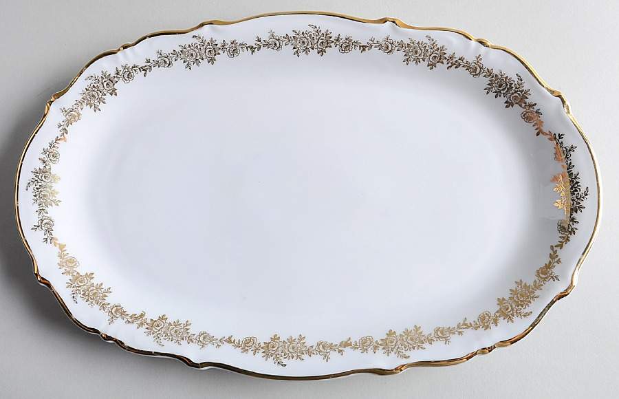 Tuxedo Royale 12" Oval Serving Platter by Queen Anne (Bavaria Germany)-1
