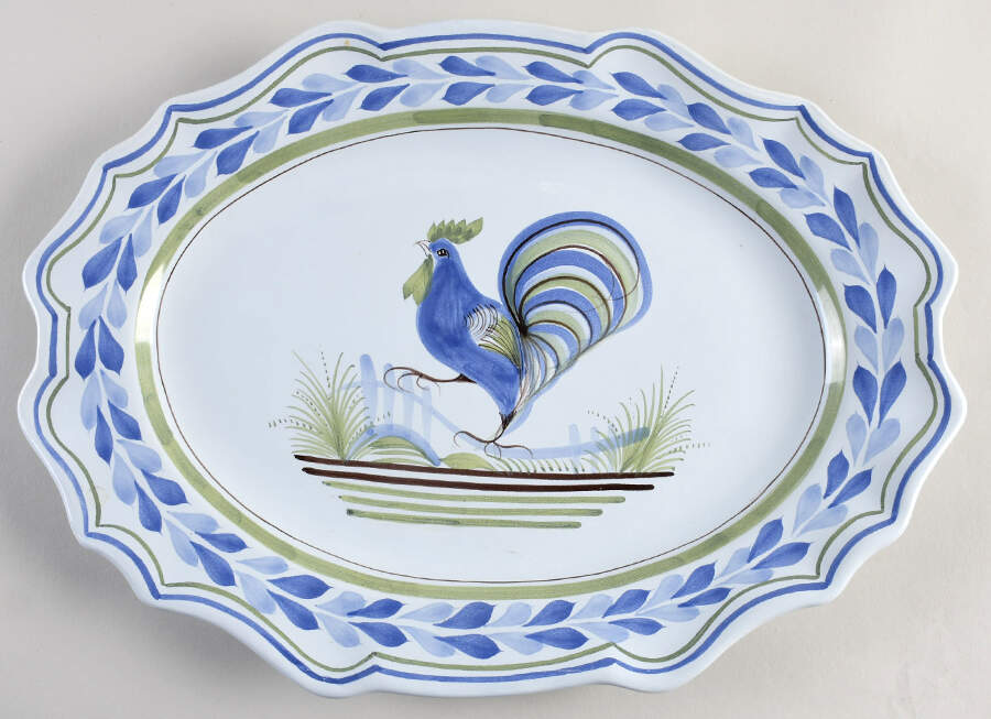 Le Coq Prestigieux 15" Oval Serving Platter by Quimper-1