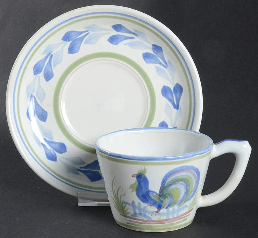 Le Coq Prestigieux Flat Cup & Saucer Set by Quimper-1