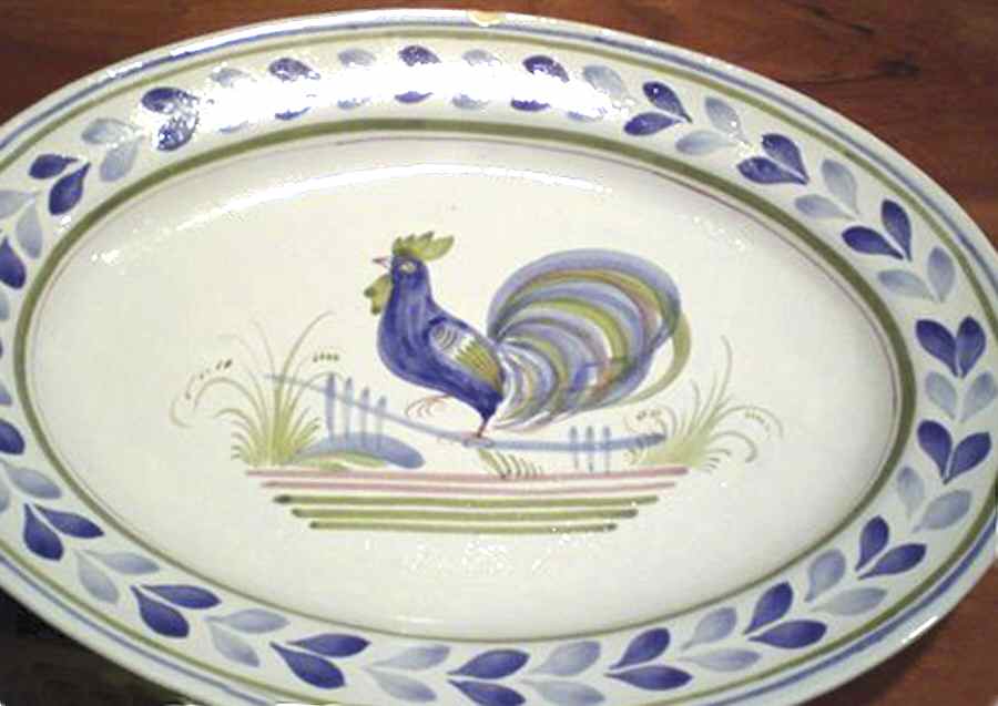 Le Coq Prestigieux 13" Oval Serving Platter by Quimper-1