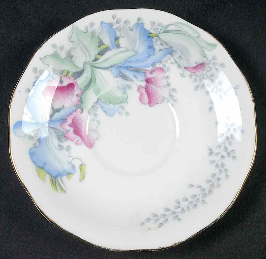 Orchids Saucer for Footed Cup by Queen Anne (England)-1