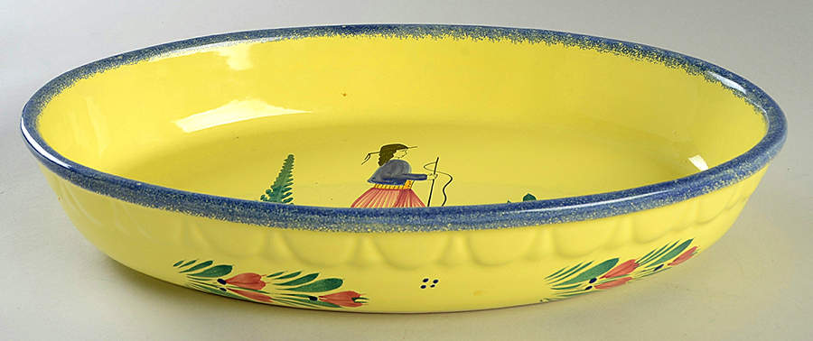Soleil Yellow (Octagonal, Man) 13" Oval Baker by Quimper-1