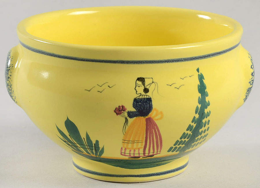 Soleil Yellow (Octagonal, Man) Mini Sugar Bowl No Lid by Quimper-1