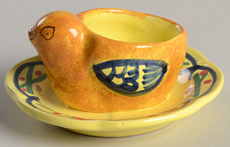 Soleil Yellow (Octagonal, Man) Single Egg Cup by Quimper-1