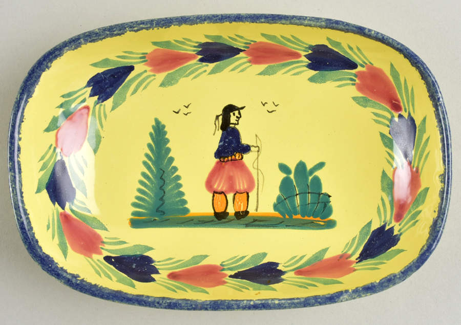 Soleil Yellow (Octagonal, Man) Butter Tray by Quimper-1