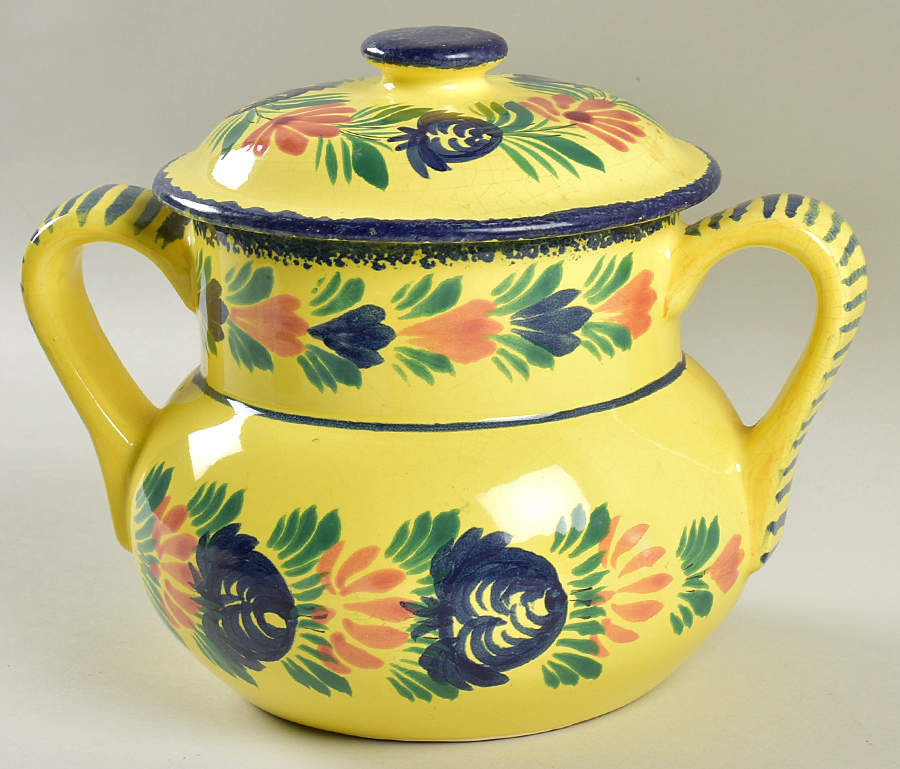 Soleil Yellow (Octagonal, Man) Cookie Jar & Lid by Quimper-1