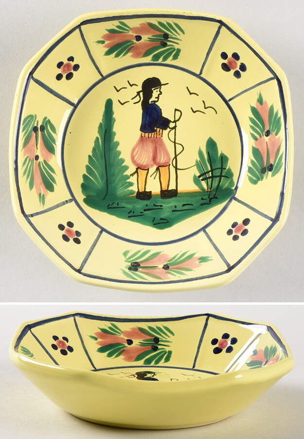 Soleil Yellow (Octagonal, Man) Fruit/Dessert (Sauce) Bowl by Quimper-1