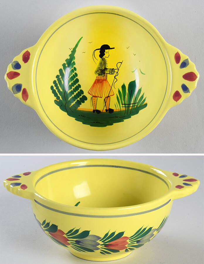 Soleil Yellow (Octagonal, Man) Lugged Cereal Bowl by Quimper-1