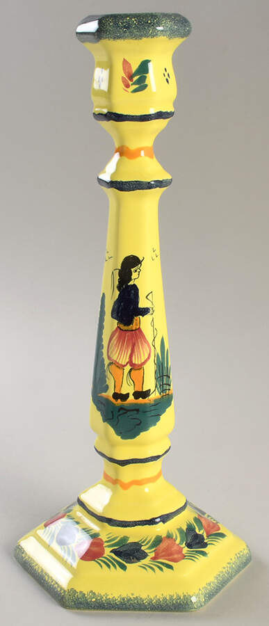 Soleil Yellow (Octagonal, Man) 11" Candlestick by Quimper-1