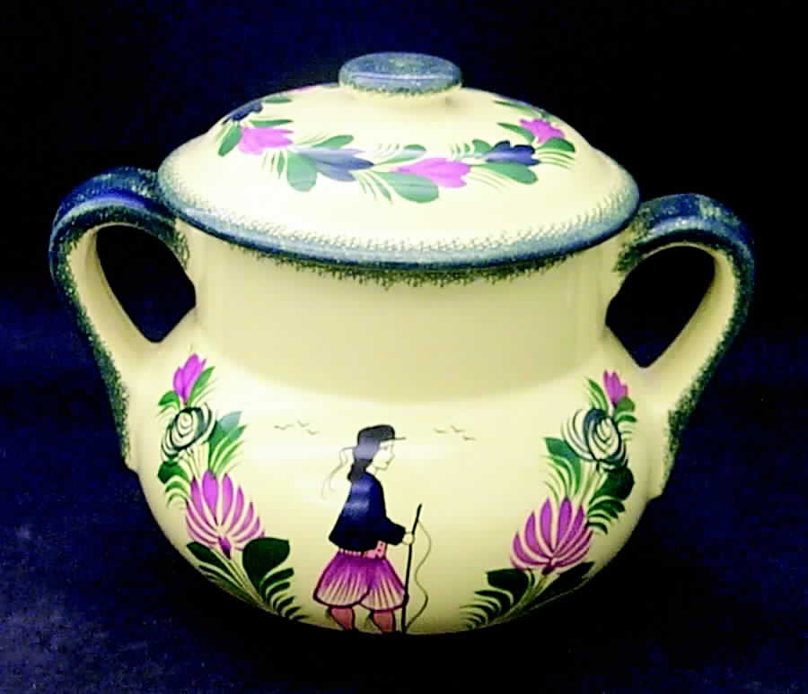 Soleil Yellow (Octagonal, Man) Cookie Jar & Lid by Quimper-1