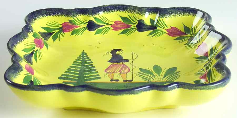 Soleil Yellow (Octagonal, Man) Large Square Dish by Quimper-1