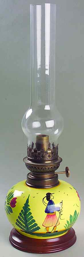 Soleil Yellow (Octagonal, Man) Hurricane Lamp & Globe by Quimper-1