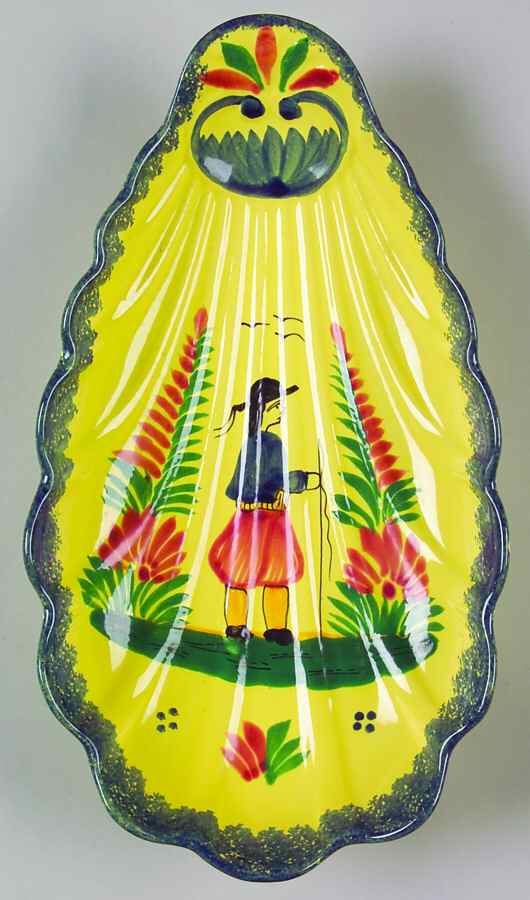 Soleil Yellow (Octagonal, Man) Large Shell Shaped Dish by Quimper-1