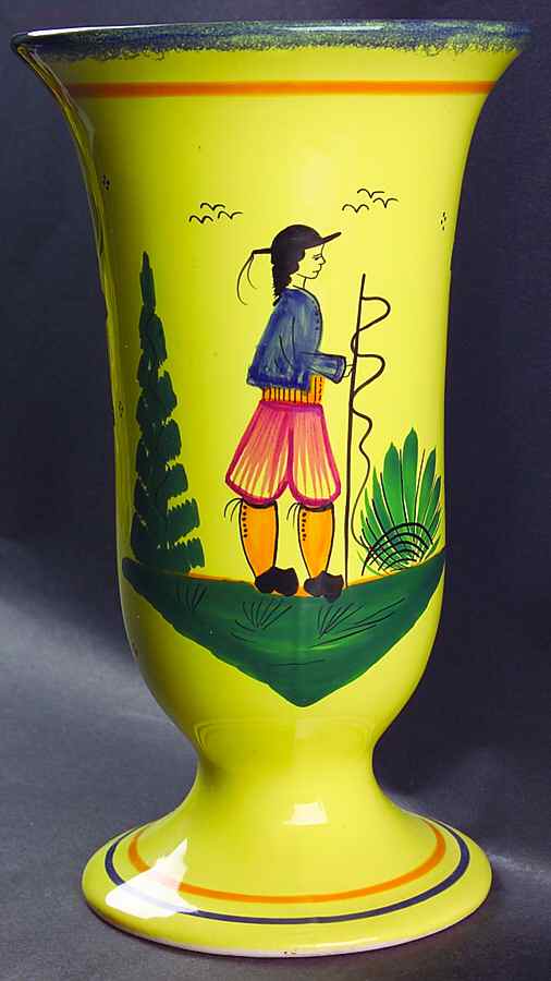 Soleil Yellow (Octagonal, Man) 9" Vase by Quimper-1