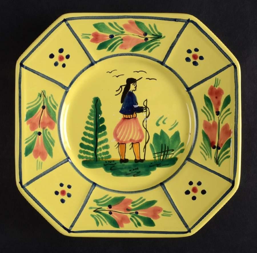 Soleil Yellow (Octagonal, Man) Bread & Butter Plate by Quimper-1