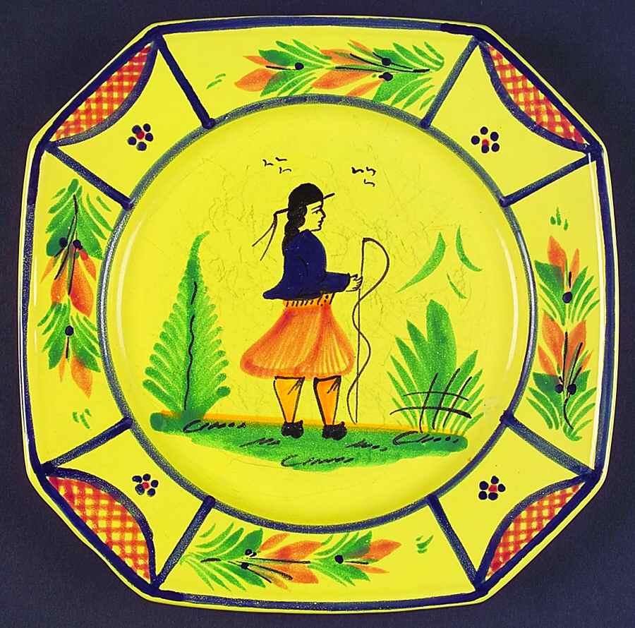 Soleil Yellow (Octagonal, Man) Luncheon Plate by Quimper-1
