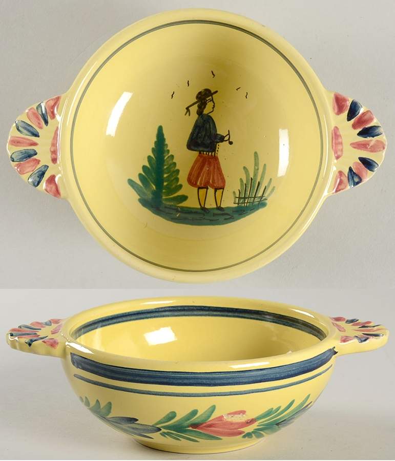 Soleil Yellow (Octagonal, Man) Lugged Soup Bowl by Quimper-1