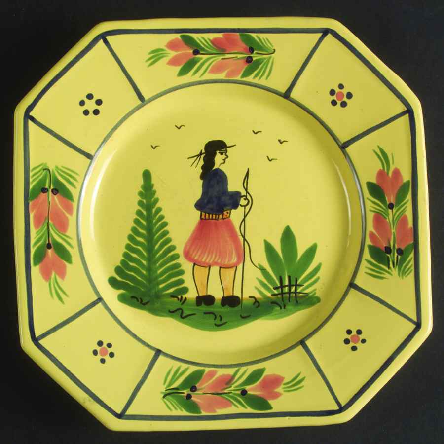 Soleil Yellow (Octagonal, Man) Salad Plate by Quimper-1