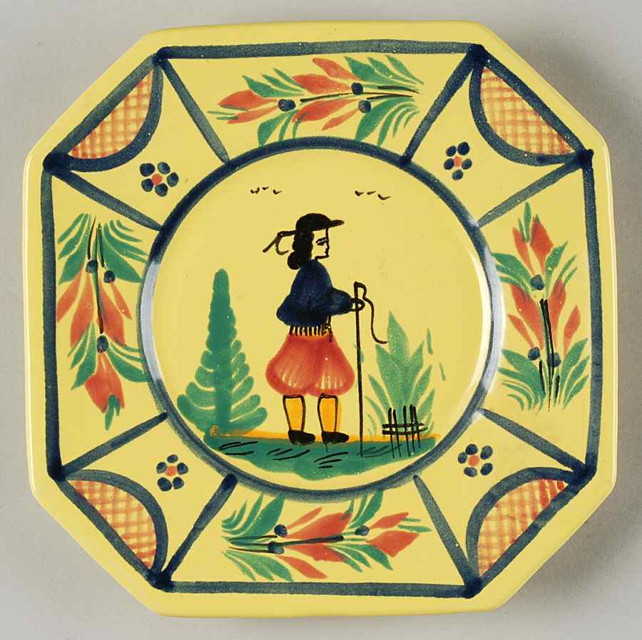 Soleil Yellow (Octagonal, Man) Bread & Butter Plate by Quimper-1