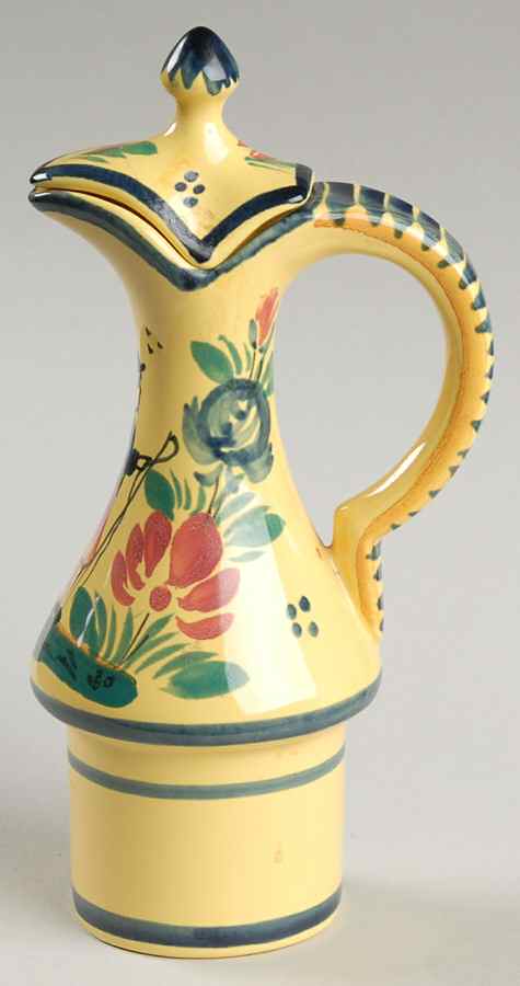 Soleil Yellow (Octagonal, Man) Oil Cruet and Stopper by Quimper-1